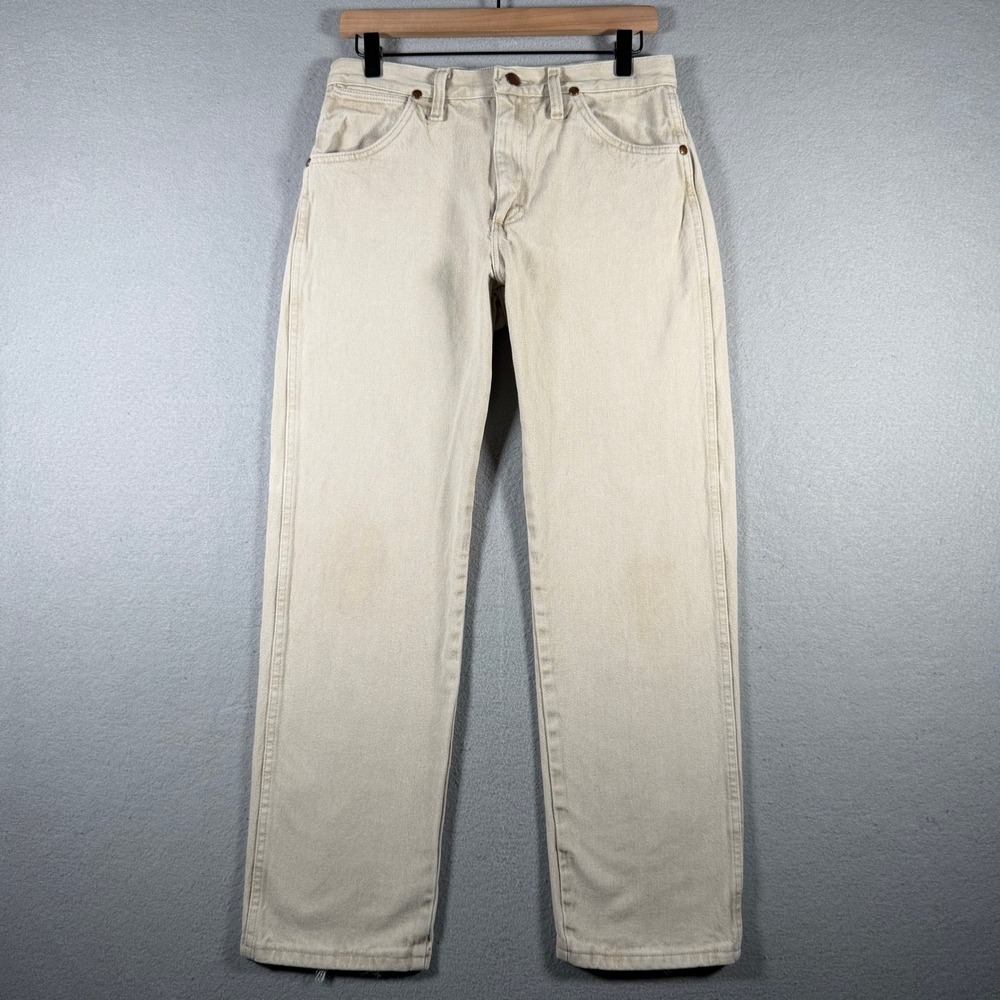 Wrangler 13MWZTN Cowboy Cut Tan Jeans Mens 30x28 Original Fit Straight Leg Denim